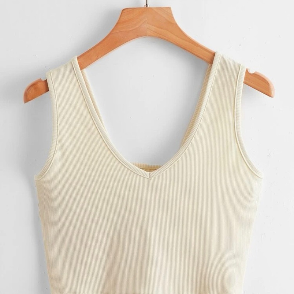 Cream solid tank top